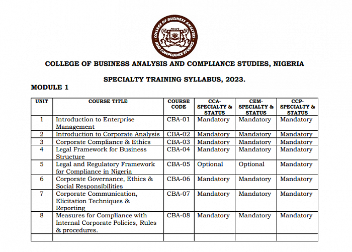 CBACS SYLLABUS